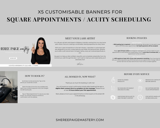 Square Appointments / Acuity Scheduling - Canva Template - Basic Grey