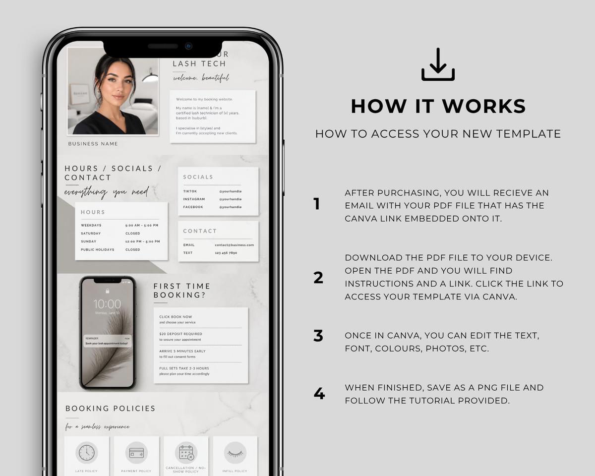 Square Appointments / Acuity Scheduling - Canva Template - Soft Grey