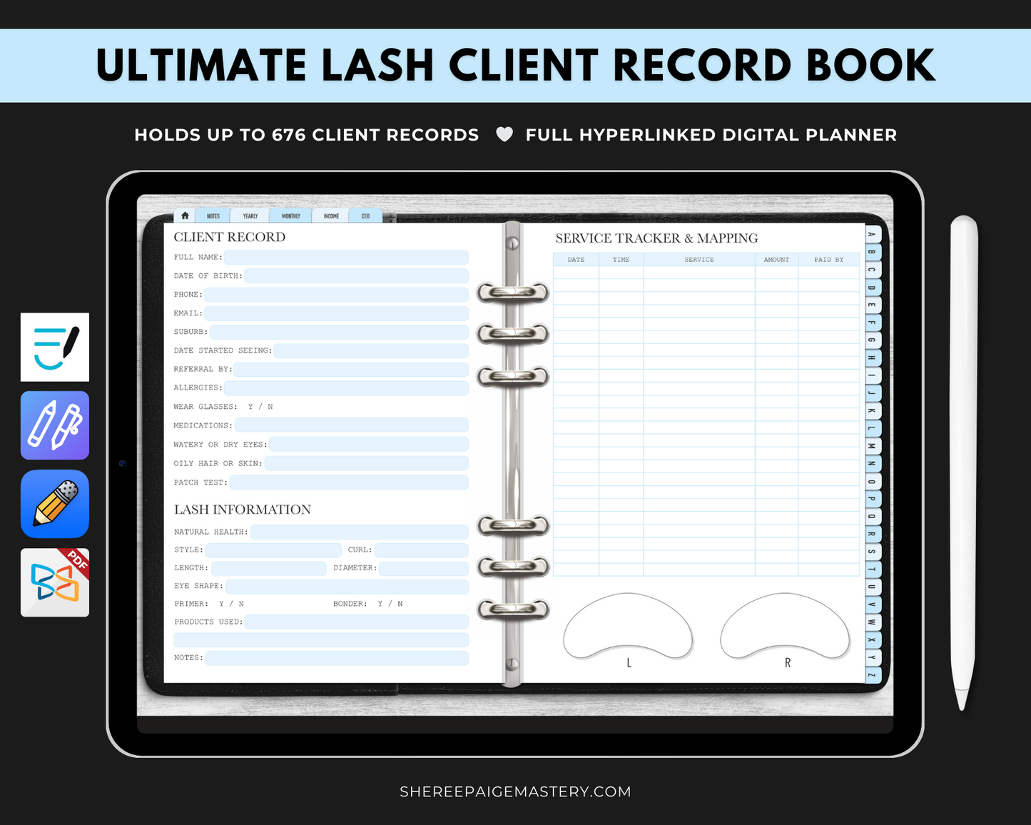 Ultimate Lash Extension Client Record Book - Digital