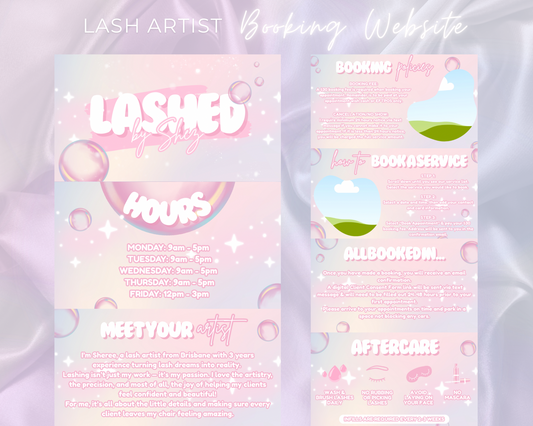 Lash Artist Square/Acuity Booking Website - Canva Template