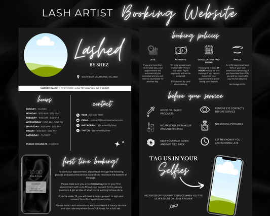 Lash Artist Square/Acuity Booking Website - Canva Template