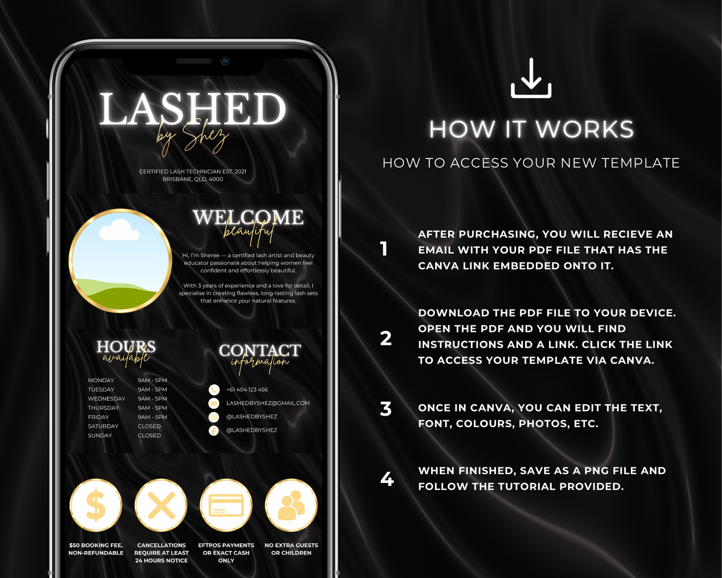 Lash Artist Square/Acuity Booking Website - Canva Template