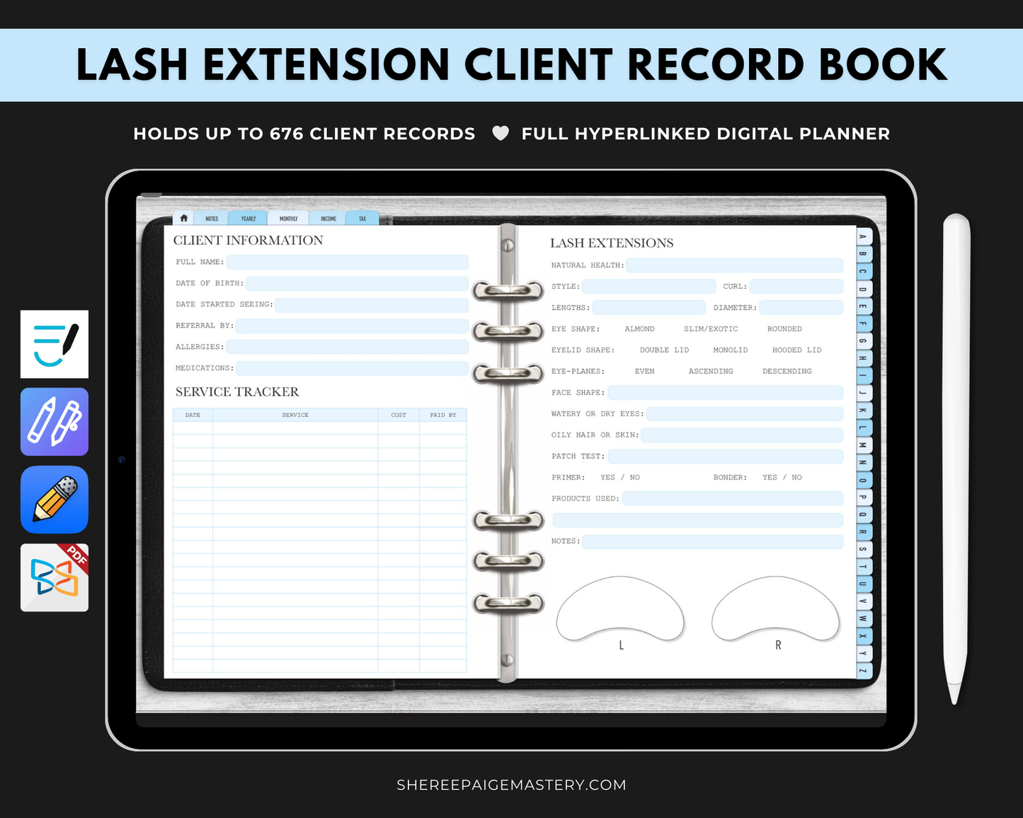 Lash Extension Client Record Book - Digital