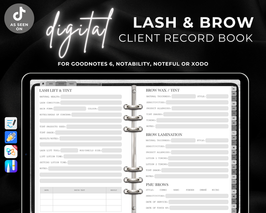 Lash & Brow Client Record Book - Digital