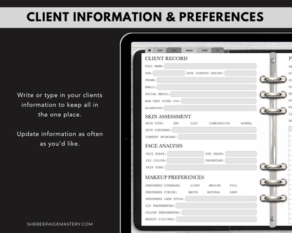 Makeup Artist Client Record Book - Digital