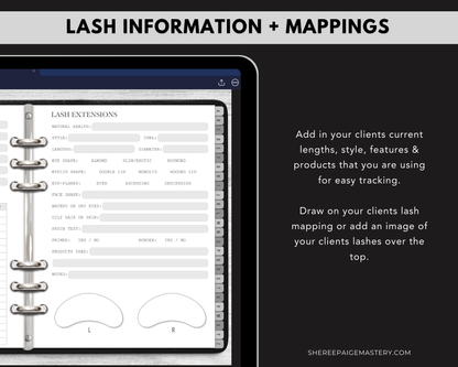 Lash Extension Client Record Book - Digital