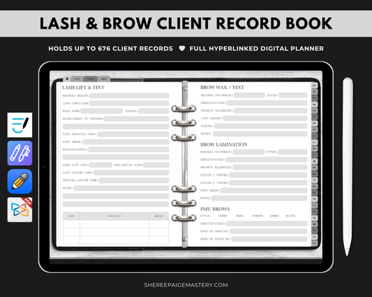 Lash & Brow Client Record Book - Digital