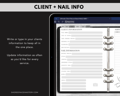 Ultimate Nail Client Record Book - Digital