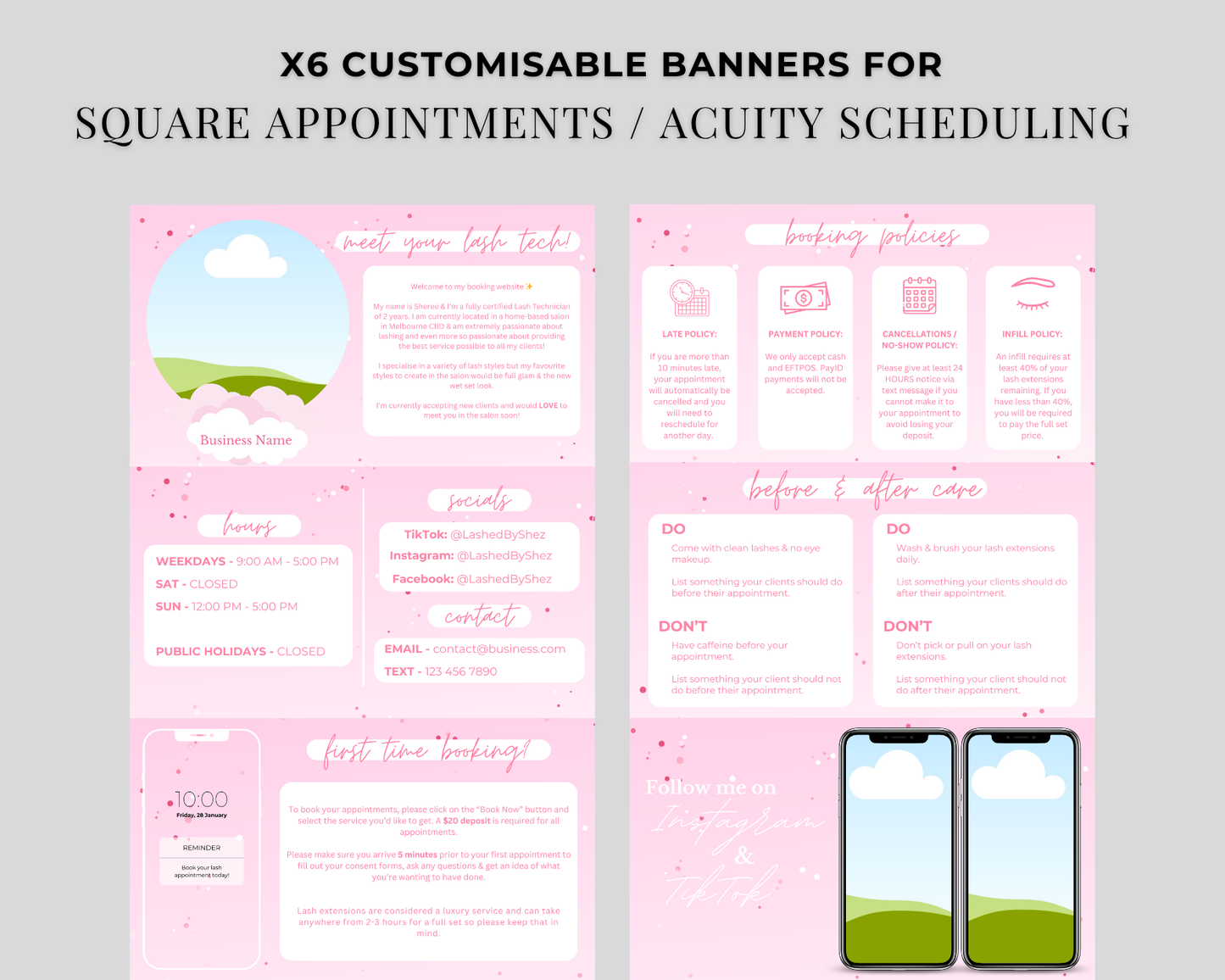 Square Appointments / Acuity Scheduling - Canva Template