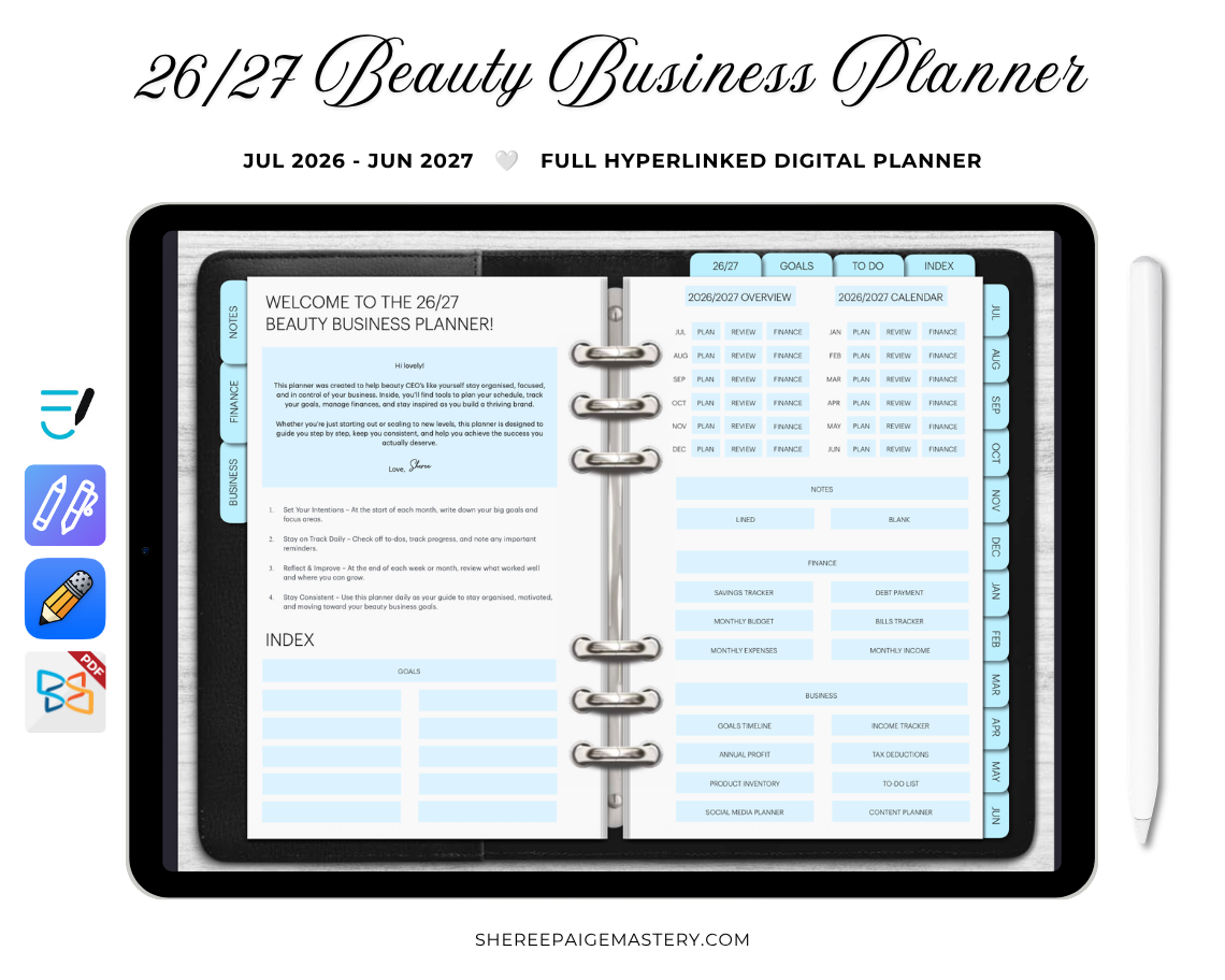 2026/2027 Beauty Business Planner - Digital