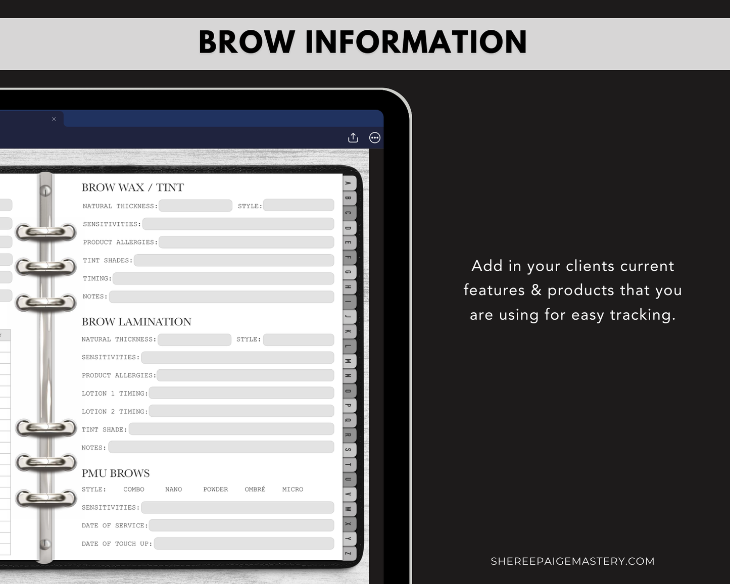 Brow Tech Client Record Book - Digital