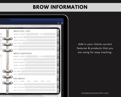 Brow Tech Client Record Book - Digital