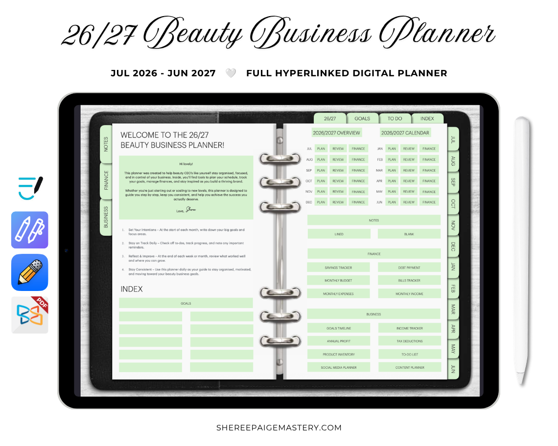 2026/2027 Beauty Business Planner - Digital