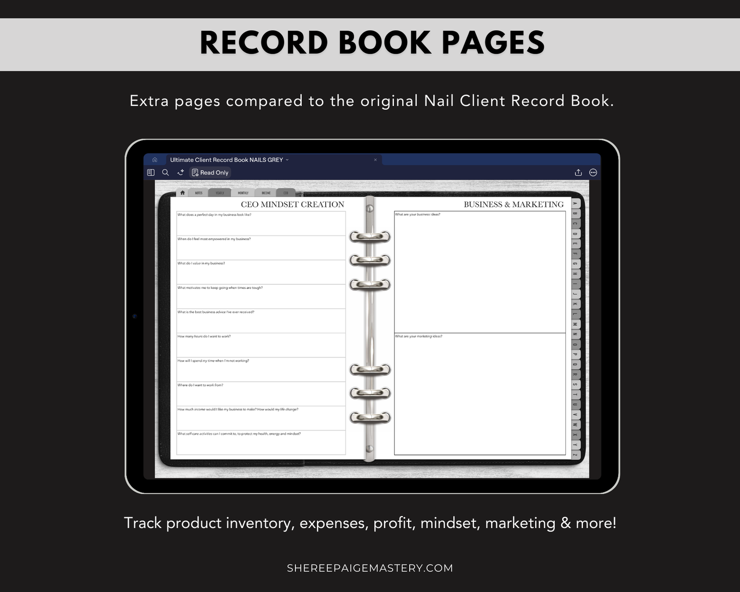 Ultimate Nail Client Record Book - Digital