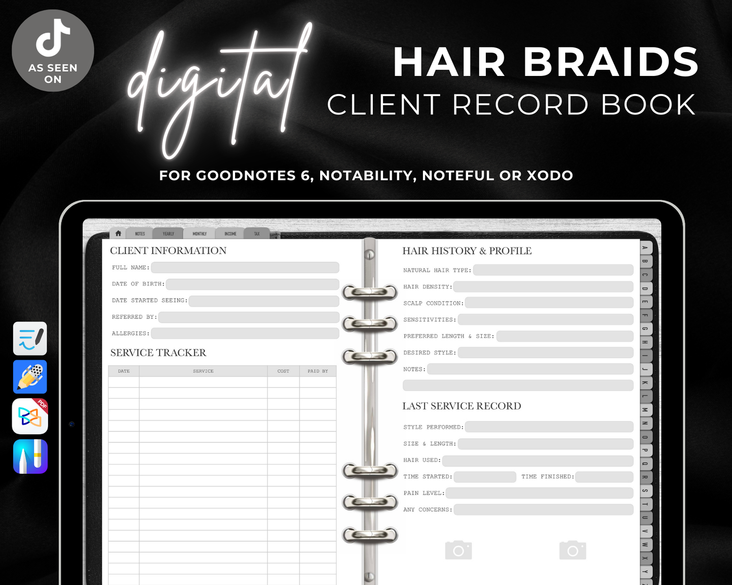 Hair Braids Client Record Book - Digital