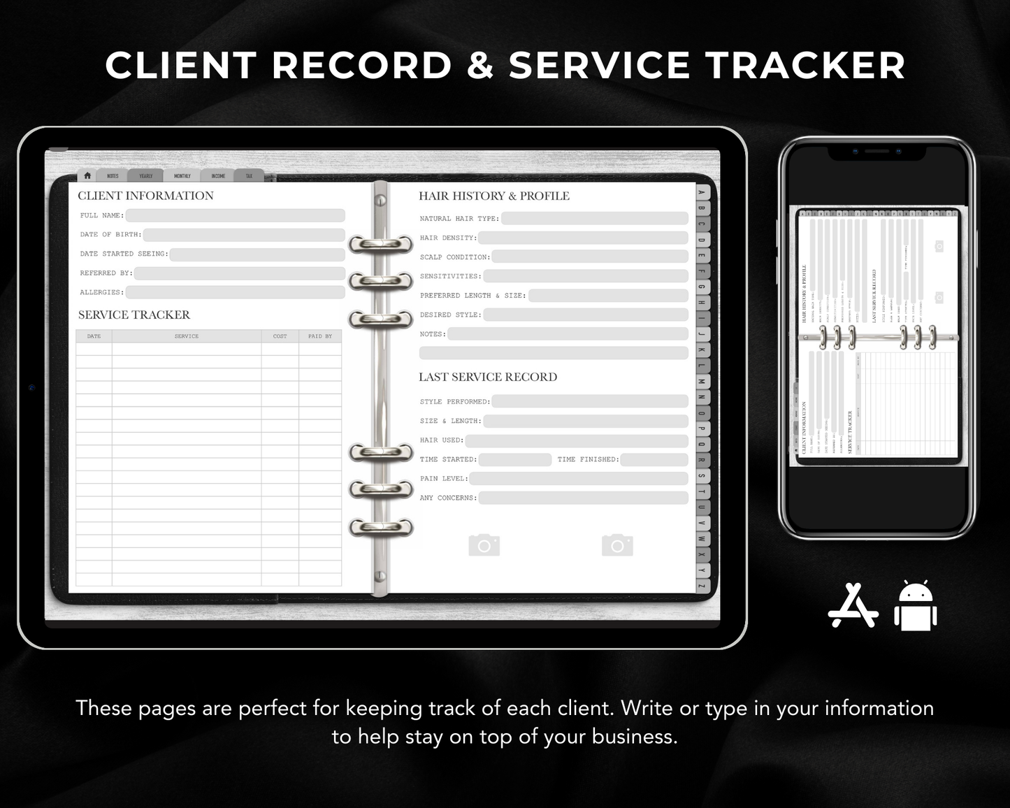 Hair Braids Client Record Book - Digital