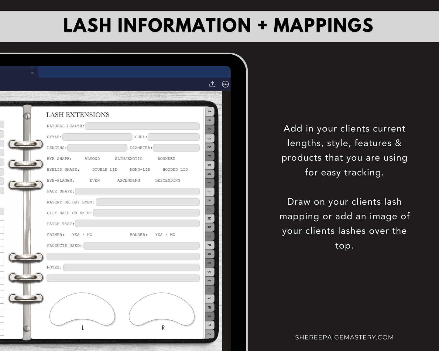 Lash & Brow Client Record Book - Digital