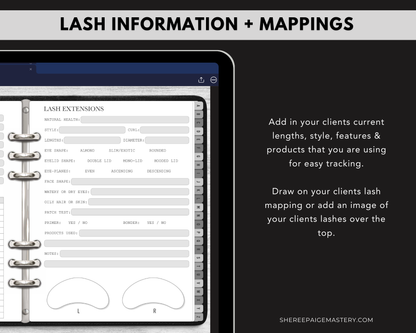 Lash & Brow Client Record Book - Digital