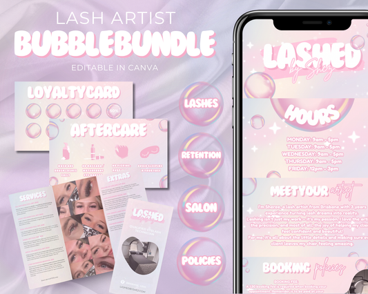 Lash Artist Bubble Bundle - Canva Templates