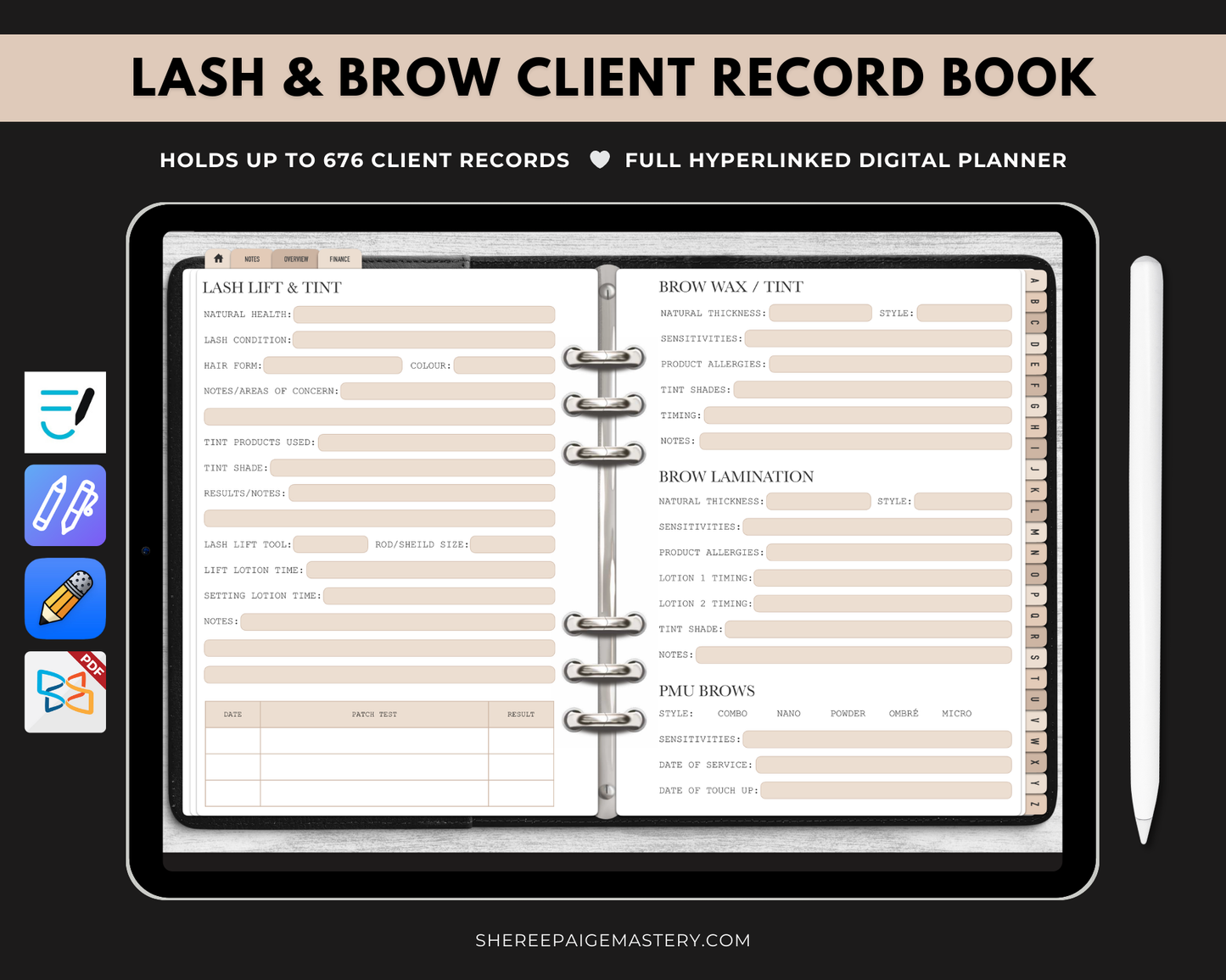Lash & Brow Client Record Book - Digital