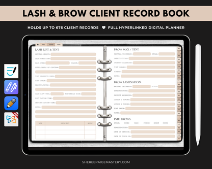 Lash & Brow Client Record Book - Digital