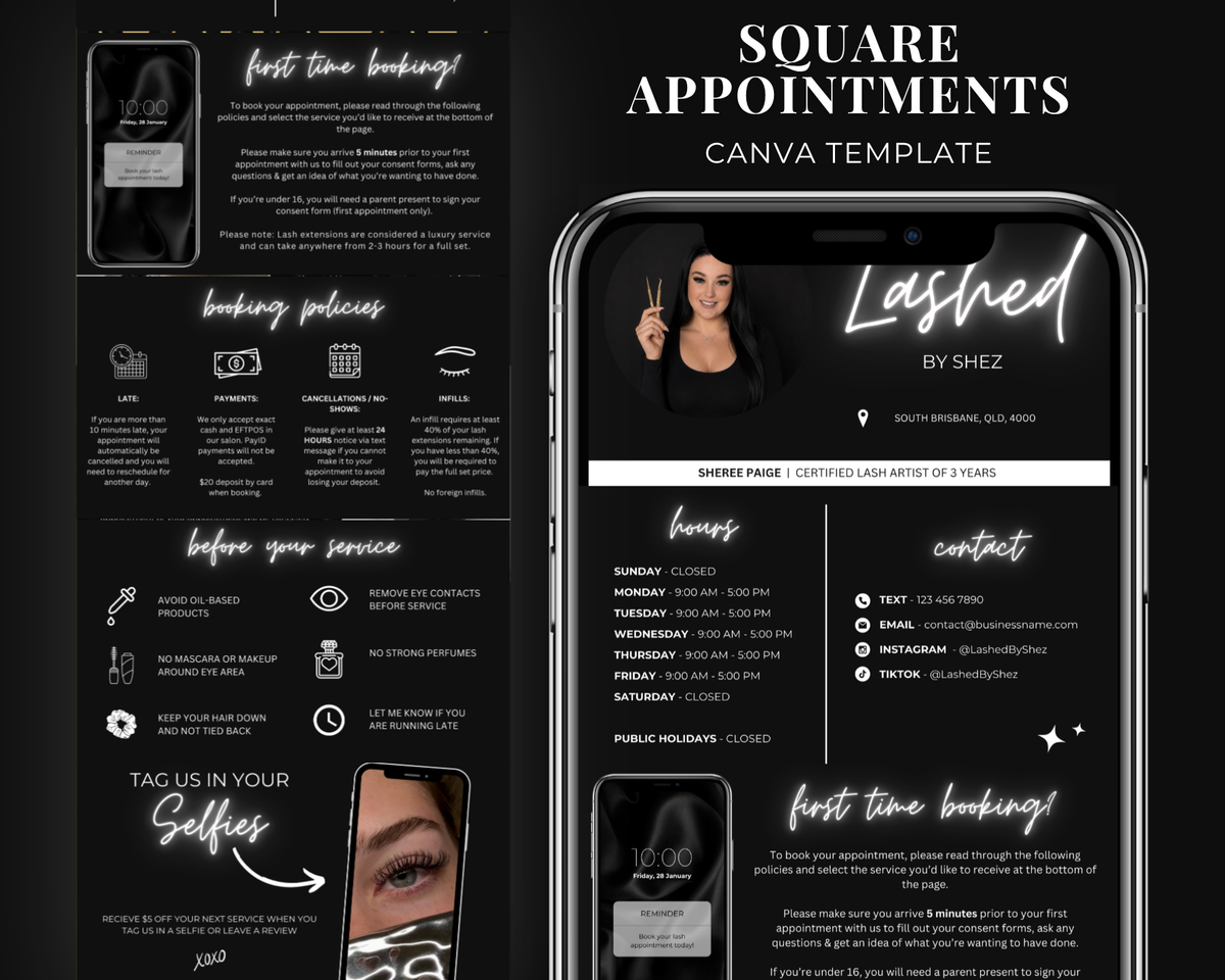 Square Appointments / Acuity Scheduling - Canva Template