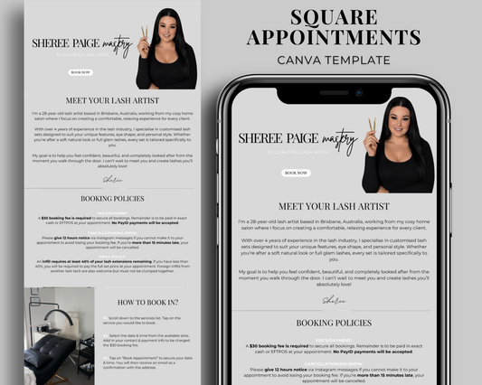 Square Appointments / Acuity Scheduling - Canva Template - Basic Grey