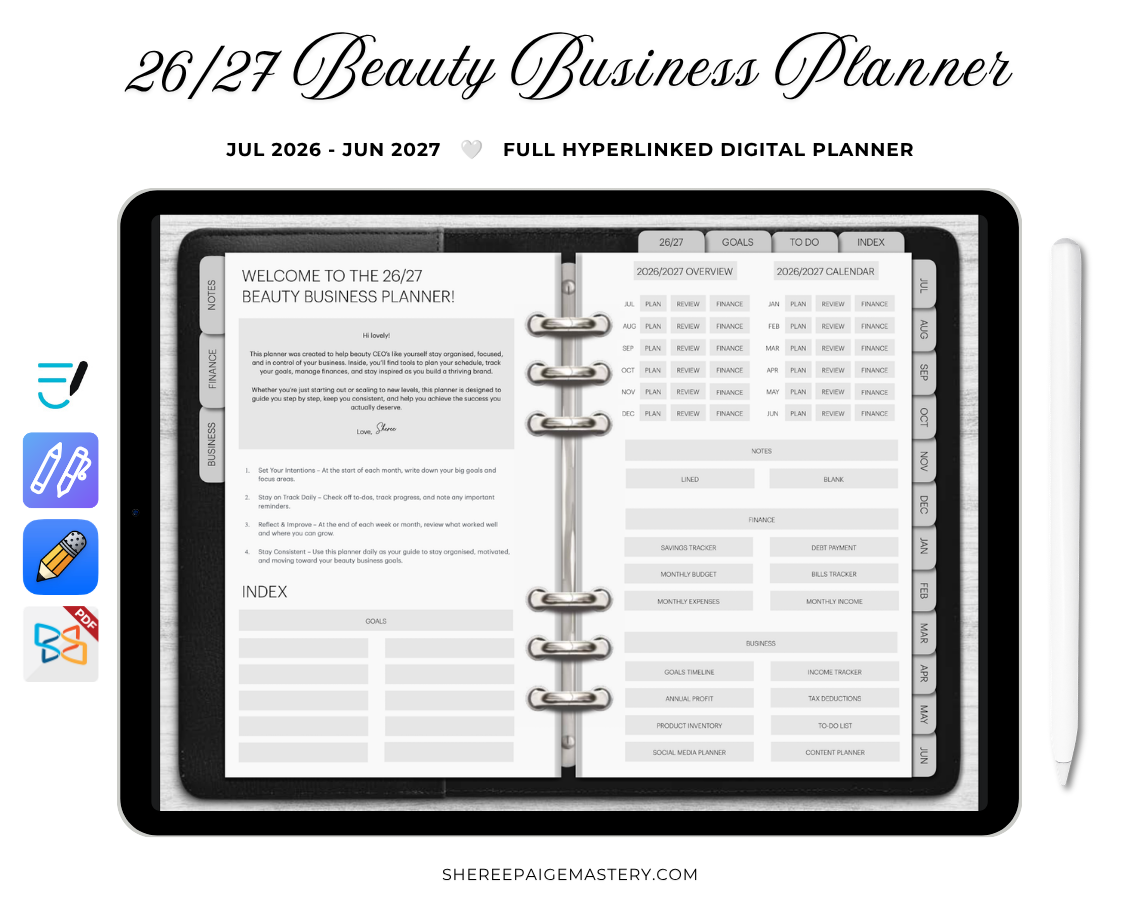 2026/2027 Beauty Business Planner - Digital