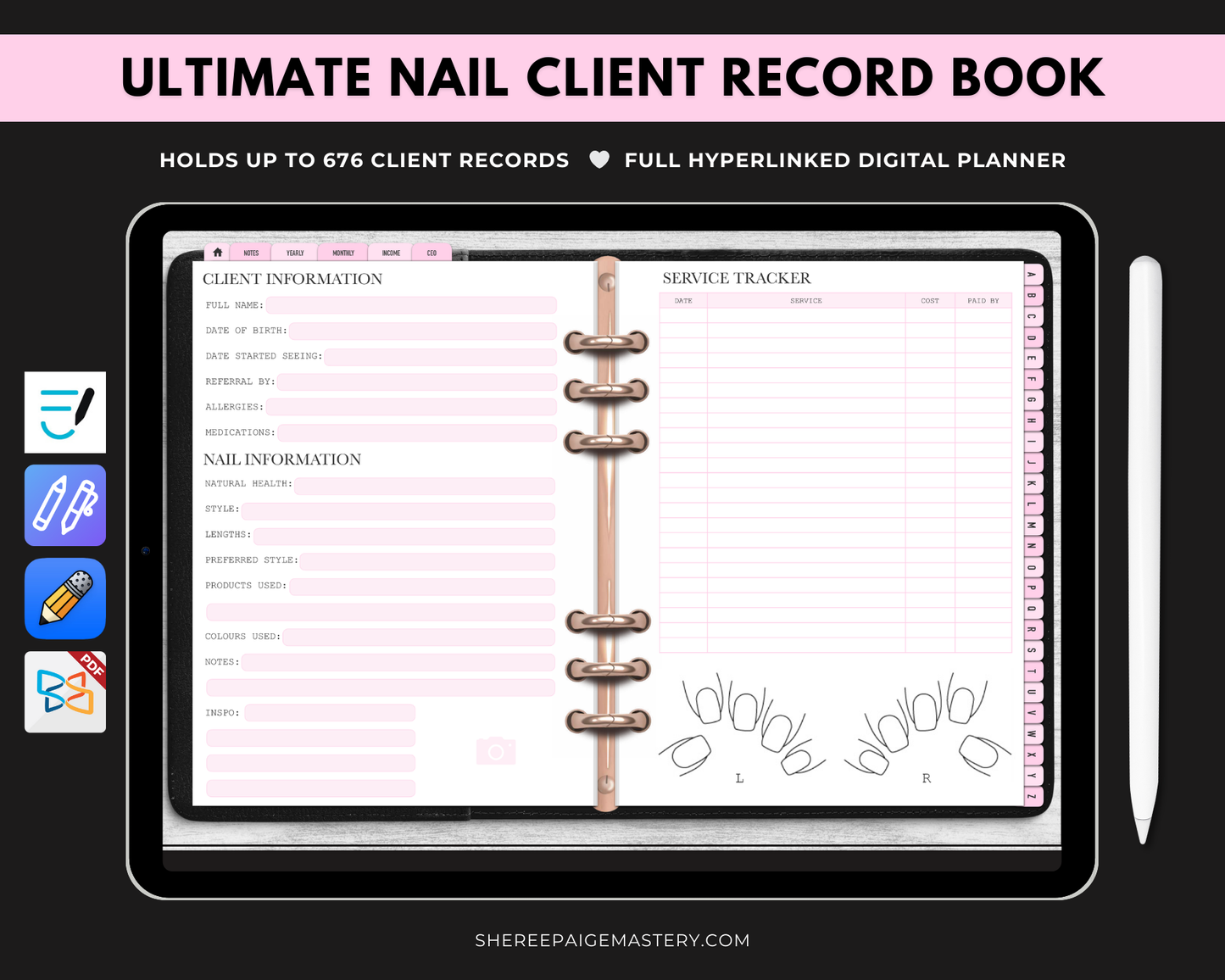 Ultimate Nail Client Record Book - Digital