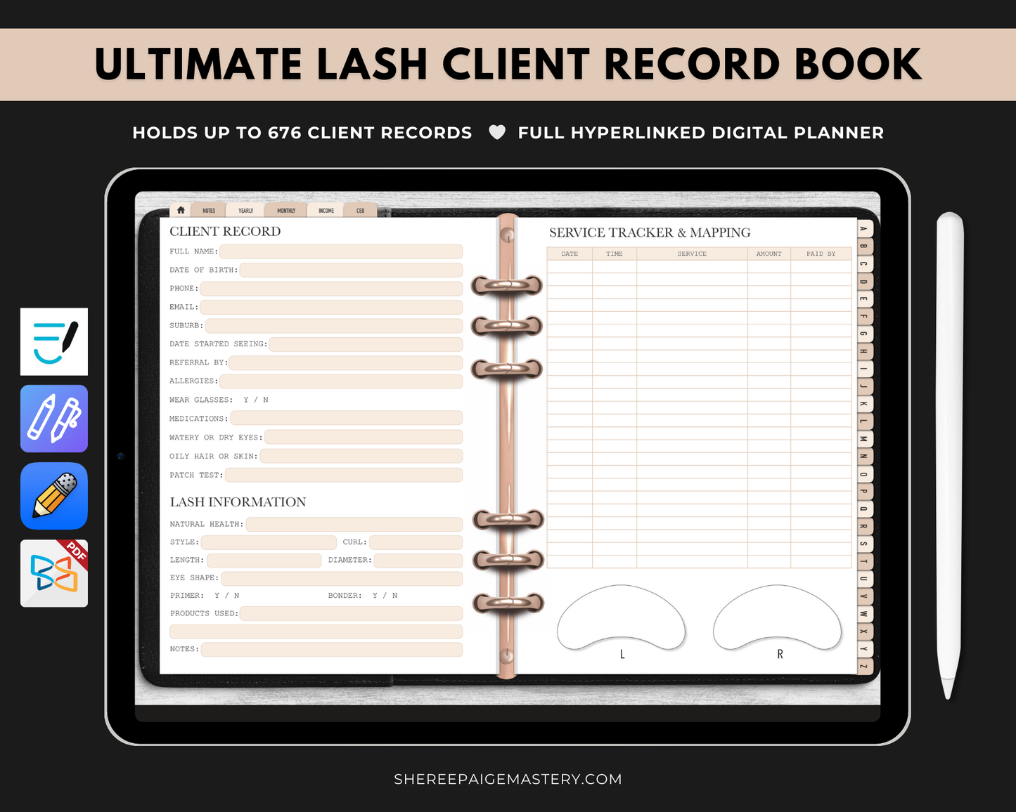 Ultimate Lash Extension Client Record Book - Digital