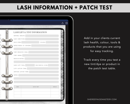 Lash Lift & Tint Client Record Book - Digital