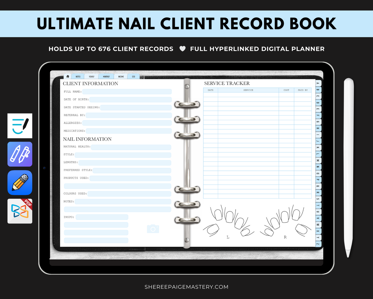Ultimate Nail Client Record Book - Digital
