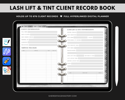 Lash Lift & Tint Client Record Book - Digital