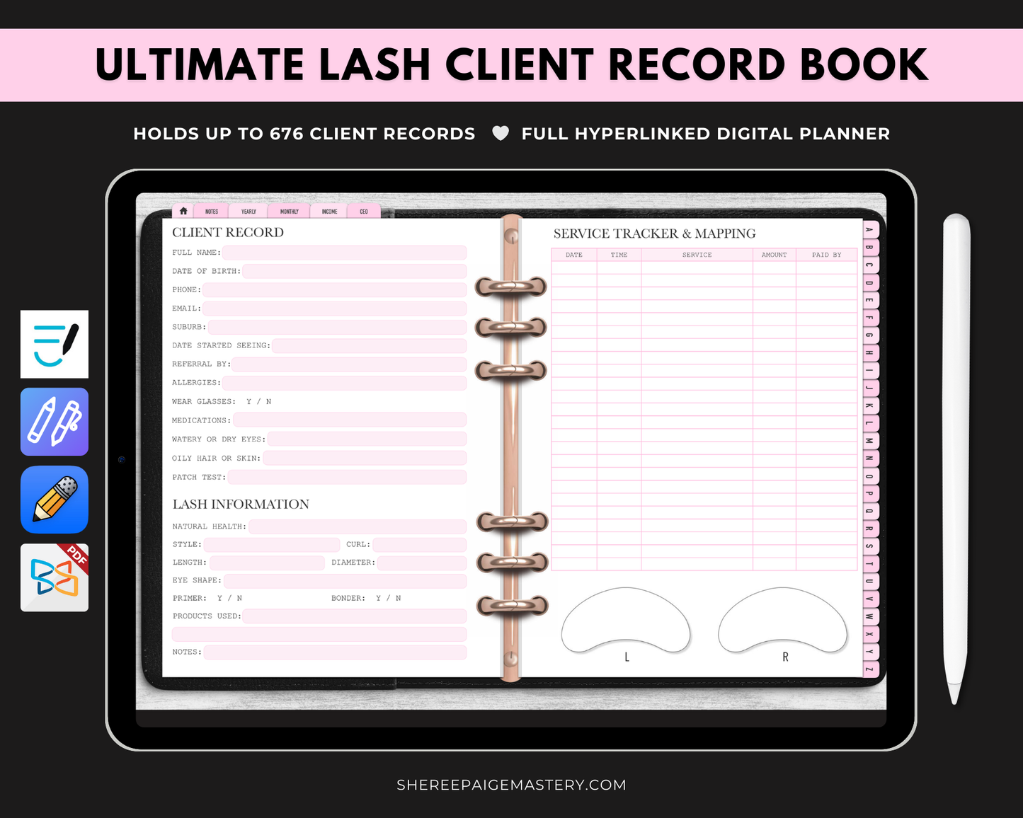 Ultimate Lash Extension Client Record Book - Digital