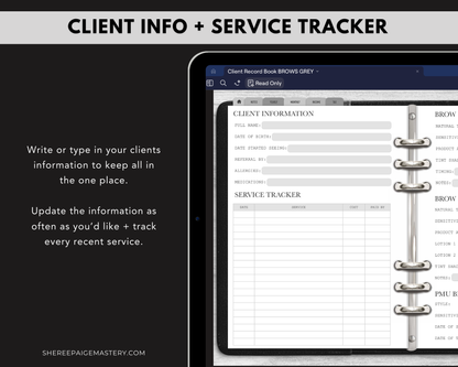 Brow Tech Client Record Book - Digital