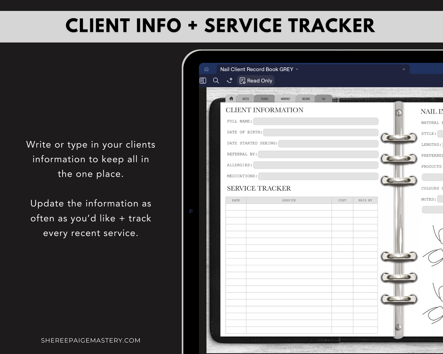 Nail Client Record Book - Digital