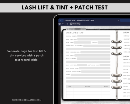 Lash & Brow Client Record Book - Digital