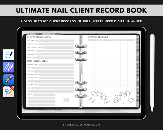 Ultimate Nail Client Record Book - Digital