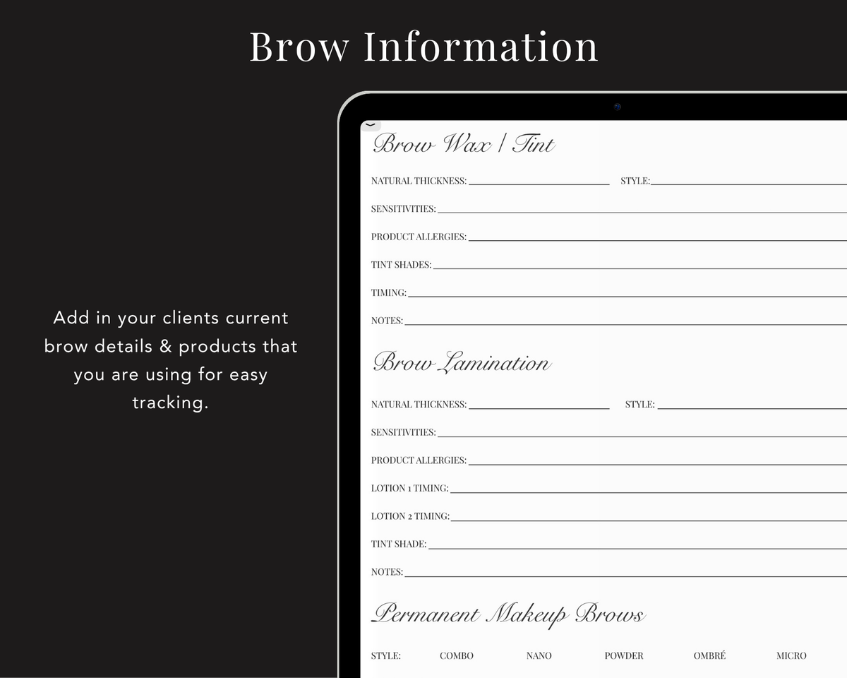 Brow Client Record Book v2 - Digital