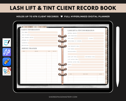 Lash Lift & Tint Client Record Book - Digital