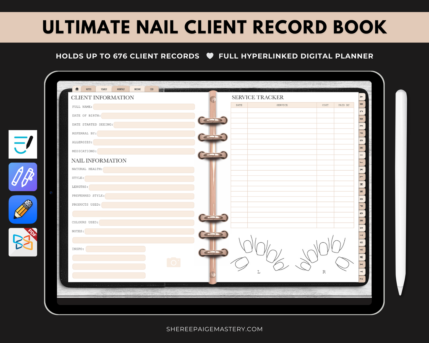 Ultimate Nail Client Record Book - Digital