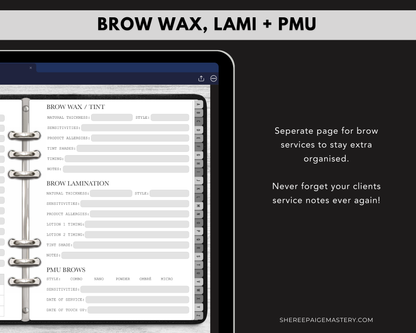 Lash & Brow Client Record Book - Digital