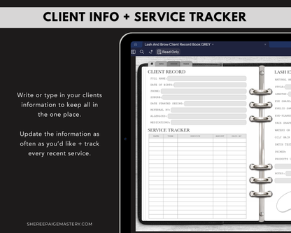 Lash & Brow Client Record Book - Digital