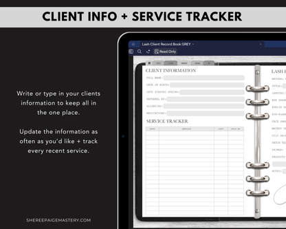 Lash Extension Client Record Book - Digital