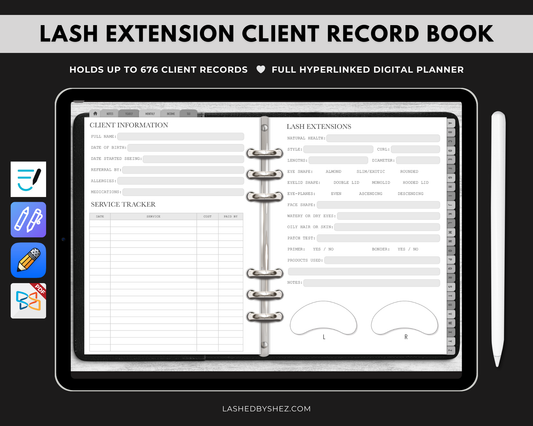 Lash Extension Client Record Book - Digital