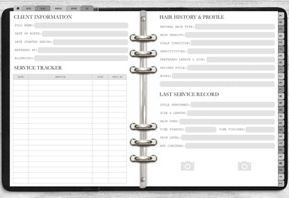 Hair Stylist Client Record Book - Digital