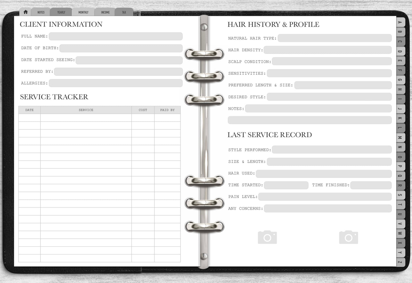 Hair Braids Client Record Book - Digital