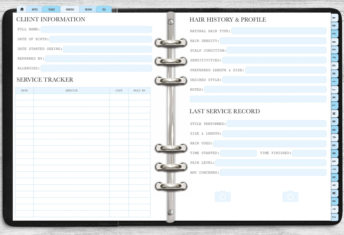 Hair Stylist Client Record Book - Digital