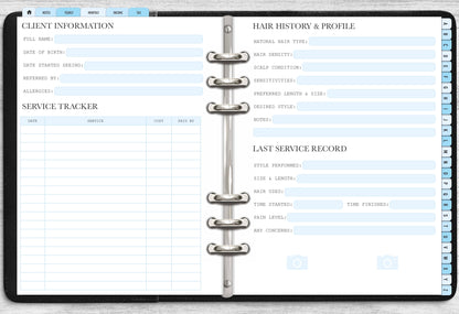 Hair Stylist Client Record Book - Digital