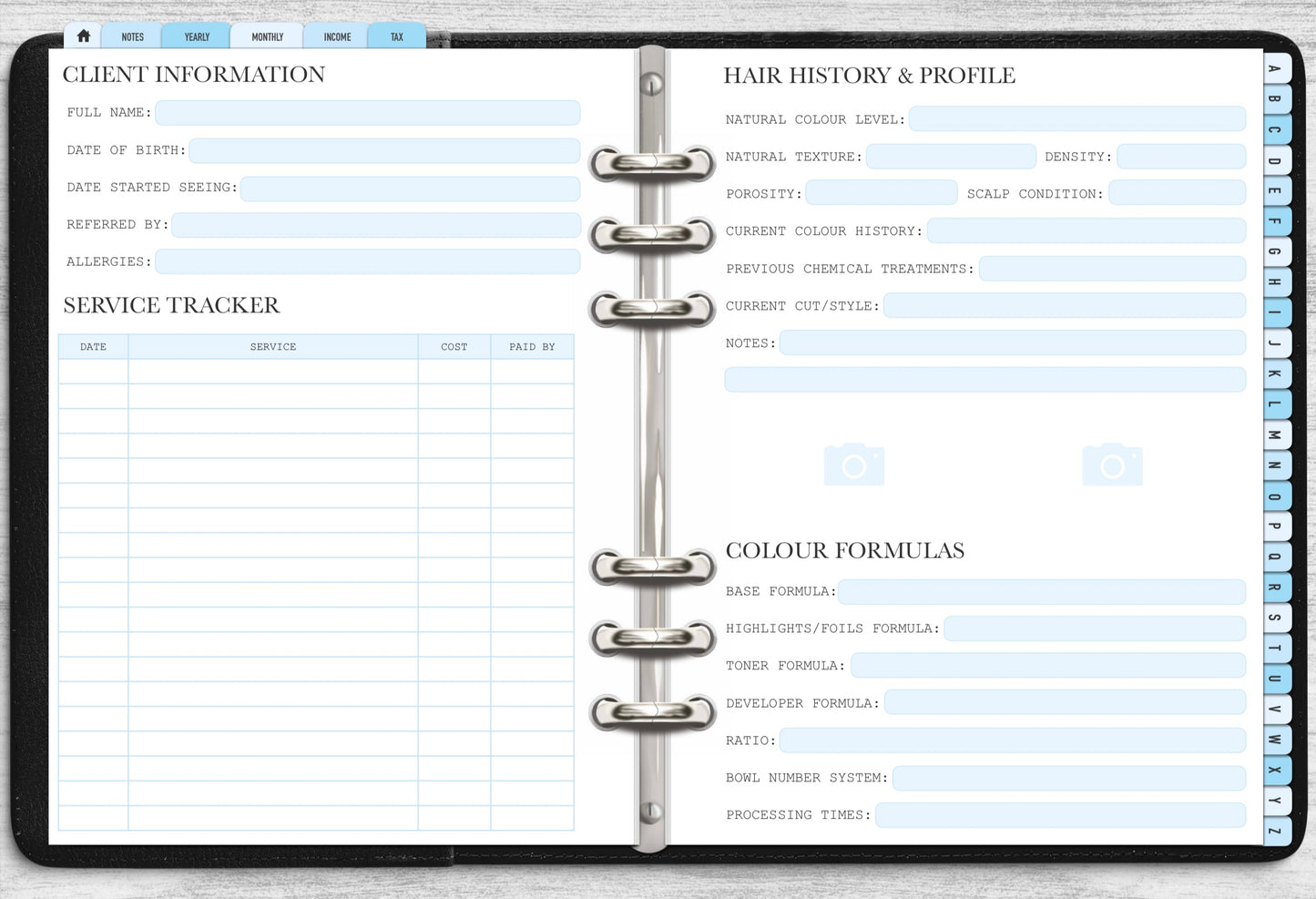 Hair Stylist Client Record Book - Digital